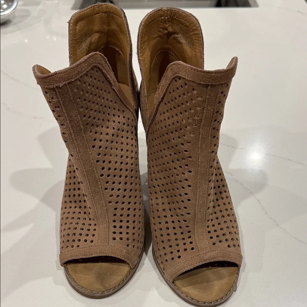 Lucky Brand Brown Perforated Ankle Booties - Picture 1 of 5